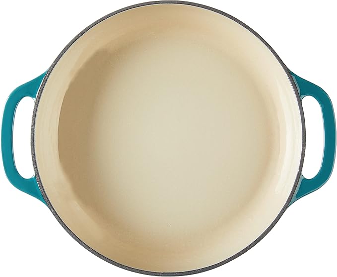 Lodge 3.6 Quart Enameled Cast Iron Covered Casserole with Lid ??Dual Handles ??Oven Safe up to 500ì§?F or on Stovetop - Use to Marinate, Cook, Bake, Refrigerate and Serve ??Lagoon