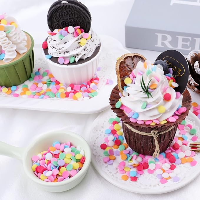 Rainbow Sprinkles Mix for Cake Decorating, Colored Confetti Round Chip Sprinkles for Cake Cupcake Cookies Baking Ice Cream