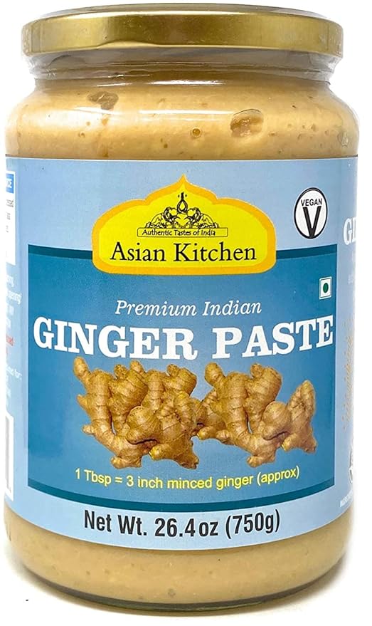 Asian Kitchen Ginger Cooking Paste 26.5oz (750g) Glass Jar ~ Vegan | Gluten Free | NON-GMO | No Colors | Indian Origin