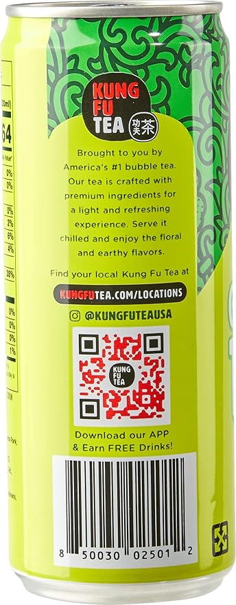 Kung Fu Tea Canned Green Tea – Lightly Sweetened Green Tea in a Can, Ready to Drink – All Natural, Premium Iced Tea – 10.8 oz Cans, Pack of 6