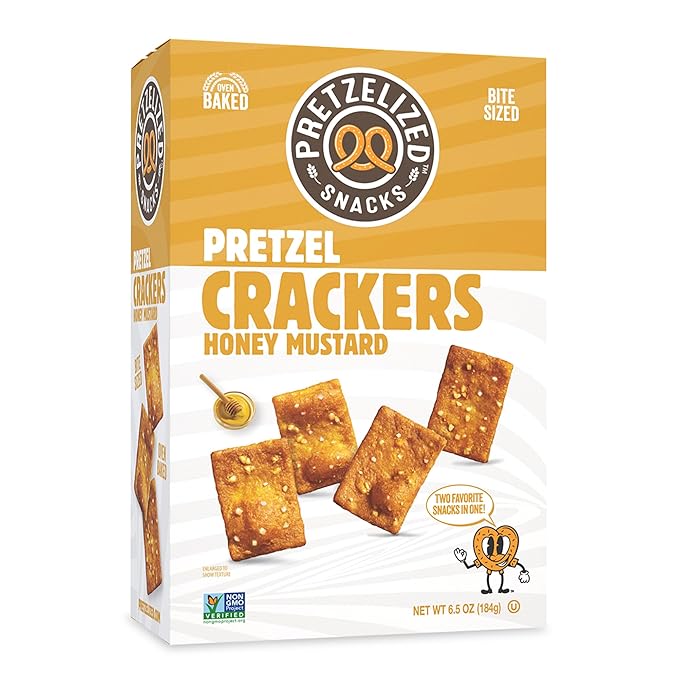 Pretzelized Pretzel Cracker 12 Pack Variety - Sea Salt, Cheddar, Honey Mustard Pretzelized Snacks Multipack, 6.5 oz Boxes, Kosher