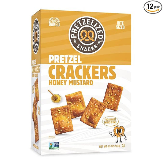 PRETZELIZED Snacks PRETZELIZED Pretzel Crackers, Honey Mustard Flavored, 6.5oz Box (Pack of 12)