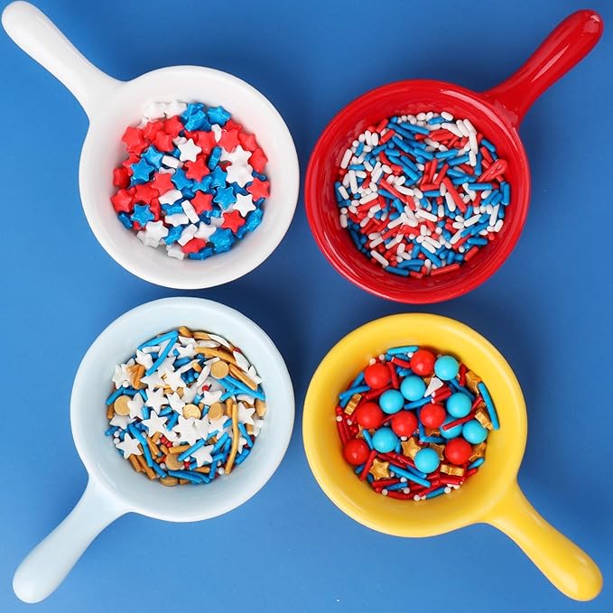 4th of July Sprinkles for Cake Decorating, Patriotic Gold Red White and Blue Sprinkles for Ice Cream Cupcakes Brownie Cookie Baking Topping