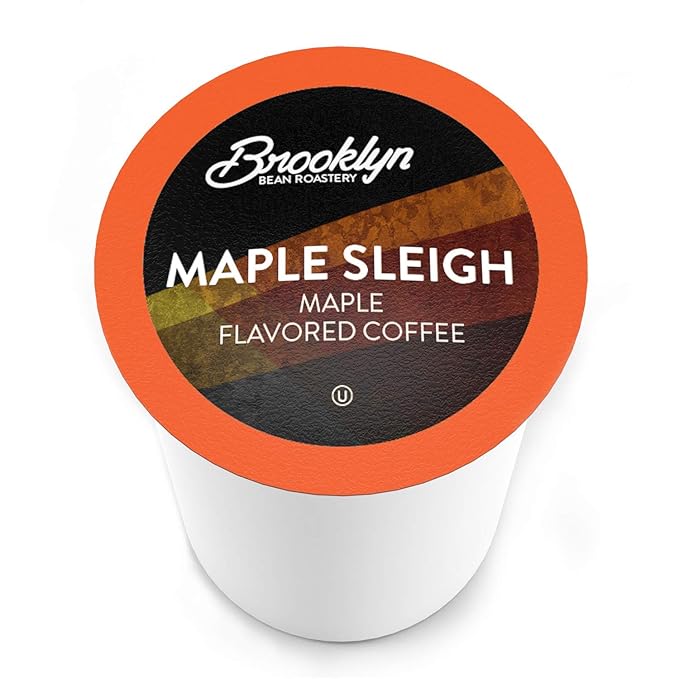Brooklyn Beans Maple Flavored, Maple Sleigh Gourmet Coffee Pods, Compatible with 2.0 Keurig Coffee Pods Brewer, 72 Count