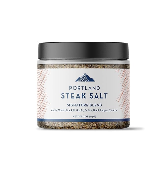 Portland Salt Co. Steak Salt & Spice Blend ??SPG Seasoning - Savory Mix of Sea Salt, Pepper & Garlic - Signature All-Purpose Gourmet Rub - Non-GMO, 4 Oz (Pack of 1)