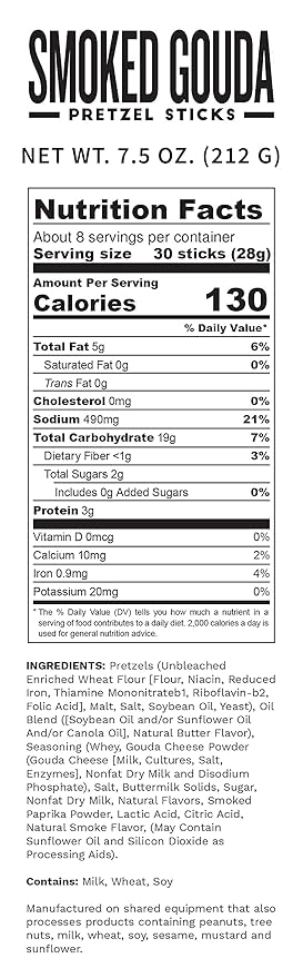 Pop Daddy Flavored Pretzels Sticks, Healthy Gourmet Pretzels Snacks, 7.5oz Individual Bags, 3 Pack, Smoked Gouda