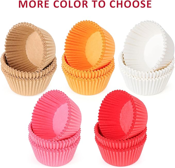 Caperci Standard Red Cupcake Muffin Liners 500-Count, No Smell, Food Grade & Grease-Proof Paper Baking Cups (Red)