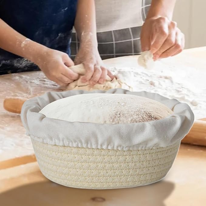 Bread Basket - Oval Bread Proofing Baskets Cotton Rope - Kitchen Gadget, Baking Supplies for Artisan Breads Pastry Making use