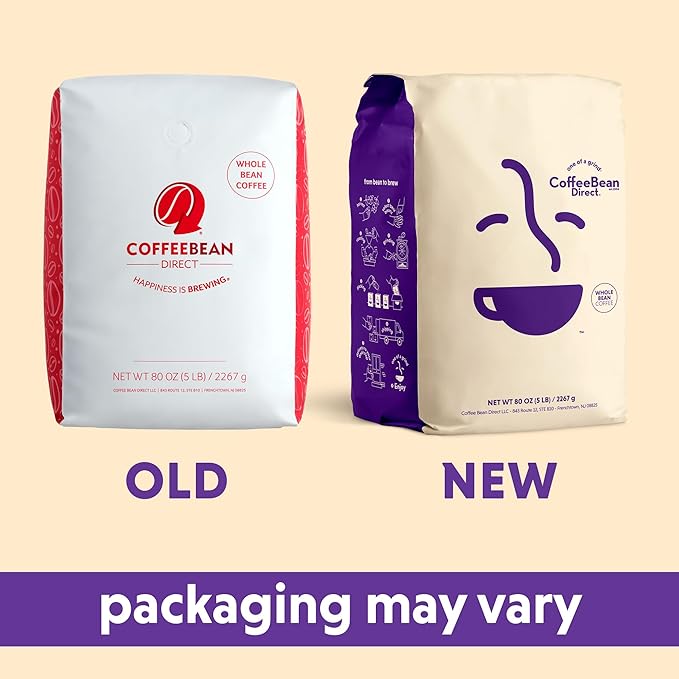 Coffee Bean Direct Breakfast Blend, Whole Bean Coffee, Mild and Mellow, Mixed Roast Level, 5 Pound Bag (Pack of 1)