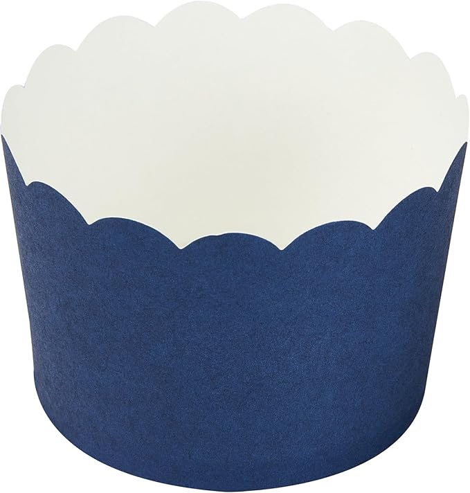 Panificio 10 Ounce Cupcake Wrappers, 200 Scalloped Baking Cups - Oven-Ready, Greaseproof, Midnight Blue Paper Cupcake Liners, Disposable, For Birthdays, Baby Showers, Or Weddings - Restaurantware