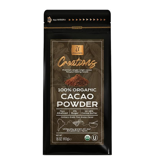 U Chocolate Organic Cacao Powder (1 Lb) Fresh from our Farm, perfect for Baking, No added sugars
