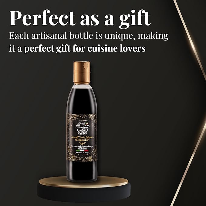 Aged Balsamic Glaze 8.45 fl.oz. (250ml), High Density Balsamic Vinegar Glaze Drizzle, Cream with Balsamic Vinegar of Modena, Sweet Reduction Glaze - Imported from Italy