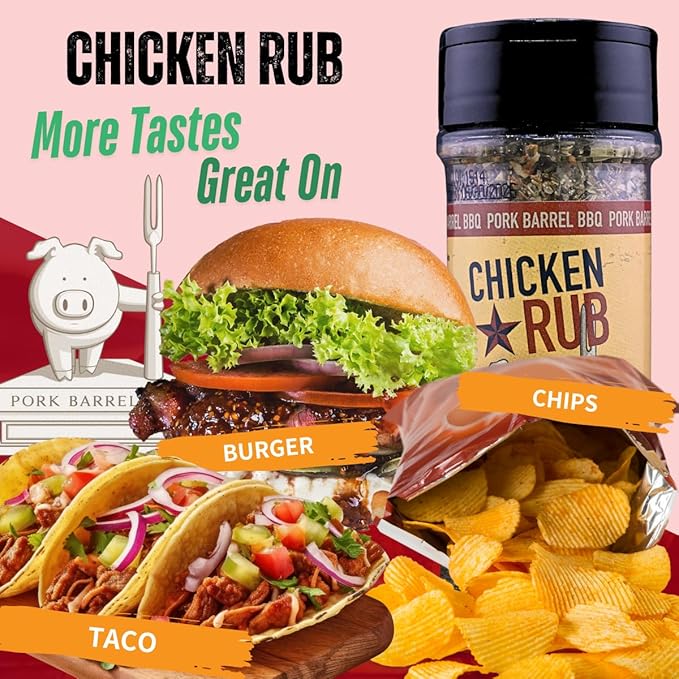 Pork Barrel BBQ Chicken Spice Rub | All-Purpose Seasoning and Spice Rub |Grilling Essentials, Perfect for Grilling, Smoking, or Cooking Wings, Chicken, Beef, Pork, Seafood, and More | Gluten-Free, No MSG, Zero Calorie, 3 oz