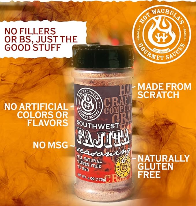 Hot Wachula?™s Southwest Fajita Seasoning | Premium Tex-Mex Seasoning for Grilling and Cooking | All Natural | No Added Fillers | No Silica Dioxide | No MSG | Gluten Free