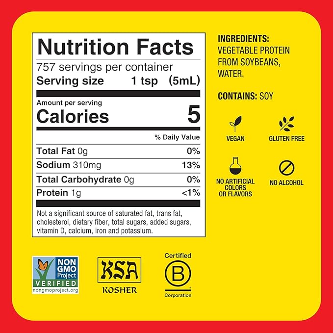 Bragg Liquid Aminos All-Purpose Seasoning - 128 fl oz - Gluten-Free Soy Sauce Alternative - Perfect for Stir-Fries and Cooking at Home