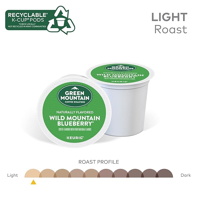 Green Mountain Coffee Roasters Wild Mountain Blueberry Keurig Single-Serve K-Cup pods, Light Roast Coffee, 72 Count