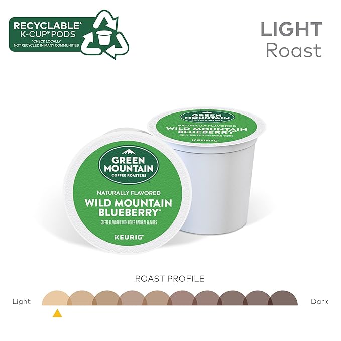 Green Mountain Coffee Roasters Wild Mountain Blueberry Keurig Single-Serve K-Cup pods, Light Roast Coffee, 96 Count