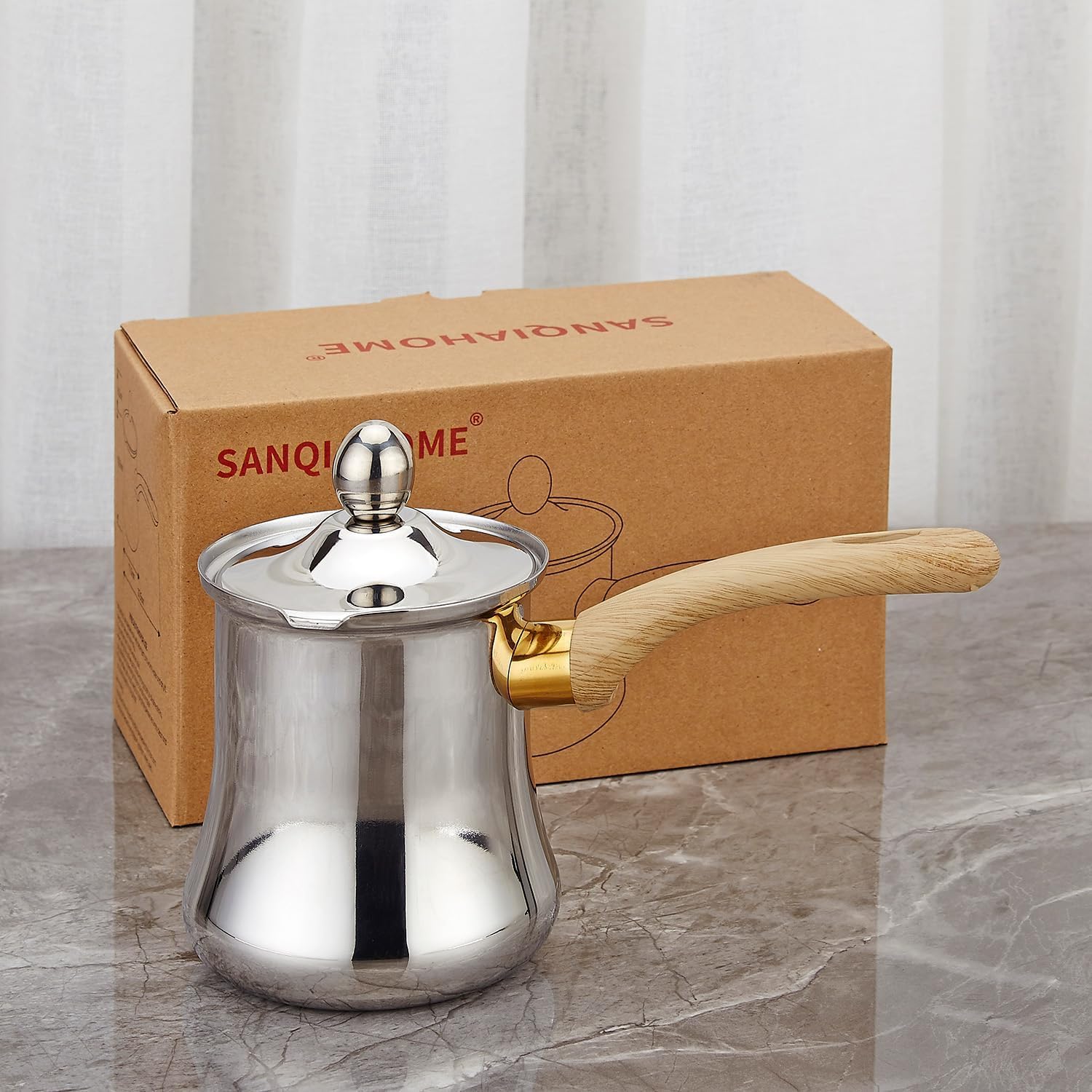 SANQIAHOME Quality Turkish Coffee Pot Set, 720ml(24oz),Coffee Maker, Chai Pot, Arabic,Briki Greek