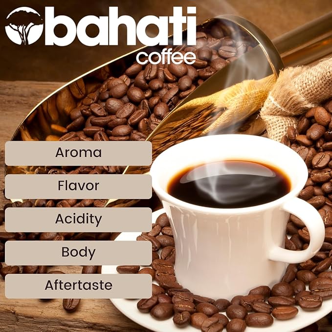 Kenya AA Grade Roasted Arabica Coffee Beans from Kenyan Highlands - 100% Pure Roasted Coffee Beans - Dark Roast Whole Beans, 2 LB