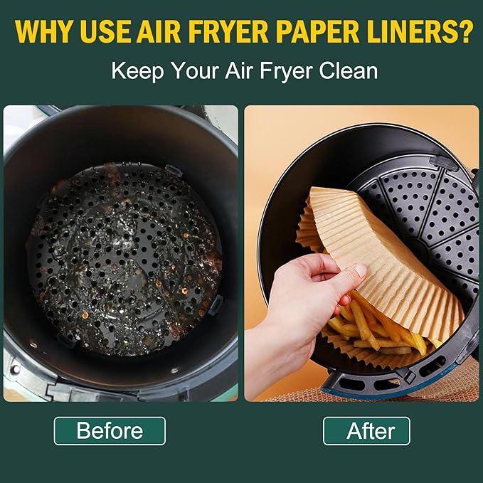 Air Fryer Disposable Paper Liner, Non-Stick Round Parchment, AirFryer Accessories, Oil Proof, Water Proof, Cooking Baking Roasting Filter for Microwave Oven Frying Pan(125PCS, 8inch)