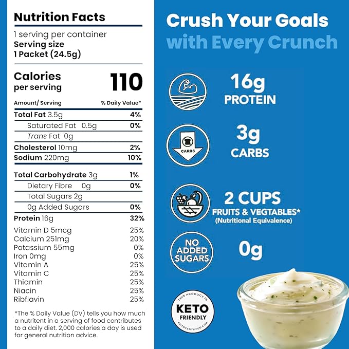 Better Than Good Keto Ranch 16g Protein Puffs | Healthy Savory Snacks, Gluten-Free, Low Carb, kids & Diabetic-Friendly Snack, No Artificial Flavours | 2 Servings of Fruits & Veggies (Pack of 12)