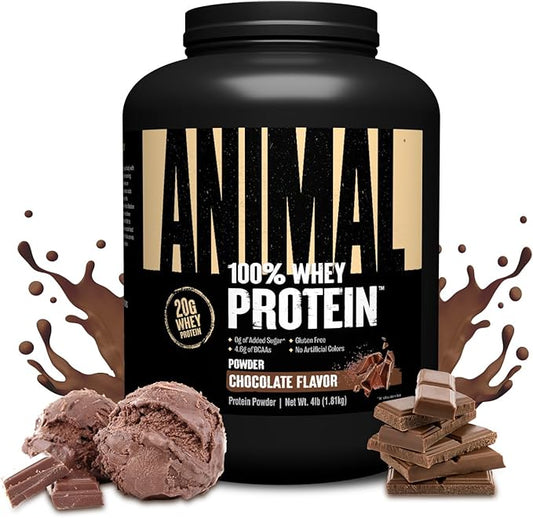Animal 100% Whey Protein Powder ??Whey Blend for Pre Workout or Post Workout, Recovery, or an Anytime Low Sugar Protein Boost Meal Replacement with BCAA Branched Chain Amino Acids ??Chocolate, 4 lb