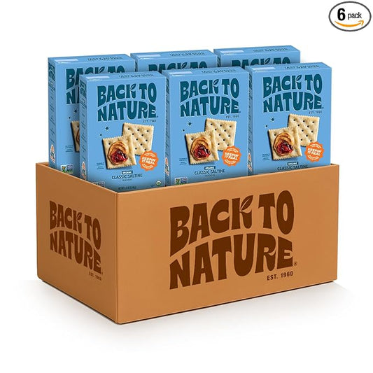 Back To Nature Organic Classic Saltine Crackers, Dairy Free, Non GMO, 5.5 Ounces (Pack Of 6)