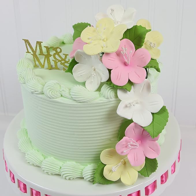 Global Sugar Art Fruit Blossom Sugar Cake Flowers, Pink, 12 Count by Chef Alan Tetreault