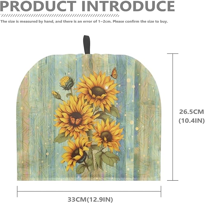 Hudotybom Wood Sunflower Tea Cozy for Teapot Insulated Large Teapot Cover to Keep Warm Tea Kettle Cover Machine Washable Coffee Pot Cloth Covers Kitchen Home Decorations for Housewife Mom