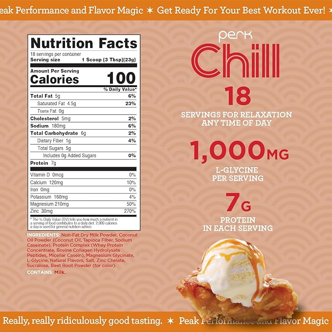 Perk Chill Apple Caramel Pie Flavored Drink Mix (18 Servings) - Gluten-Free, Peanut-Free