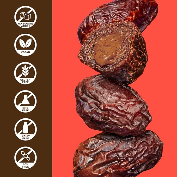 Realsy Filled Medjool Dates, Organic Dates with No Sugar Added, Gluten-Free, Vegan, All Natural Healthy Snack, Single Wrapped (40 ct) (Chocolate Peanut Butter)