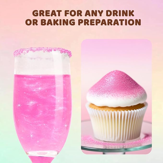 Shimmer Pink Edible Glitter Spray, 5g Food Grade, Edible Glitter for Drinks, Cocktails, Luster Dust for Cake Decorating, Cupcake, Baking, Chocolate, Strawberry