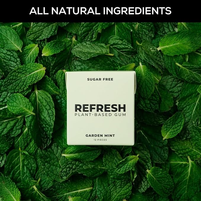 Refresh Gum Fruit Variety Pack – Xylitol, Sugar Free Chewing Gum, Natural Flavor & Organic Ingredients – Long Lasting, Plant-Based, Non-GMO – 12 Pieces, 5 Pack (12 Count (Pack of 5), Garden Mint)