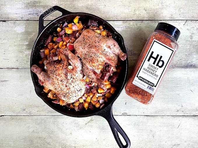 Spiceology - Smoky Honey Habanero - Sweet & Spicy BBQ Rub for Smoking or Grilling - Use On: Chicken, Wings, Pork, Steak, Nuts, Butter, Bacon, or Burgers - 24 oz