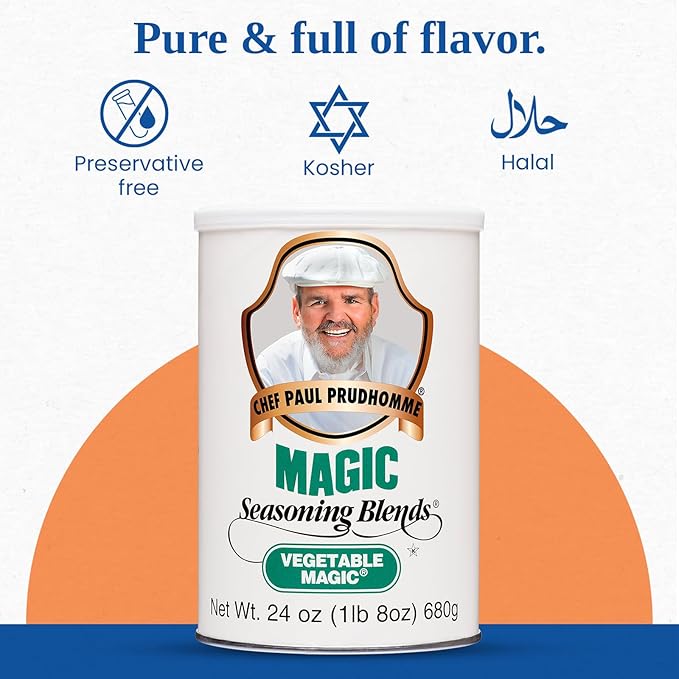 Chef Paul Magic Seasonings Blends Vegetable Magic Seasoning | No MSG & Preservatives | Kosher, Halal Certified | Perfect for Vegetable, Eggs & More | All-Purpose Vegetable Seasoning | 24 oz (Pack of 2)