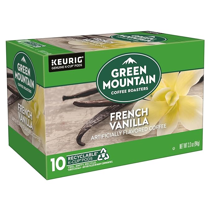 Green Mountain Coffee Roasters French Vanilla Keurig Single-Serve K-Cup pods, Light Roast Coffee, 60 Count (6 Packs of 10)