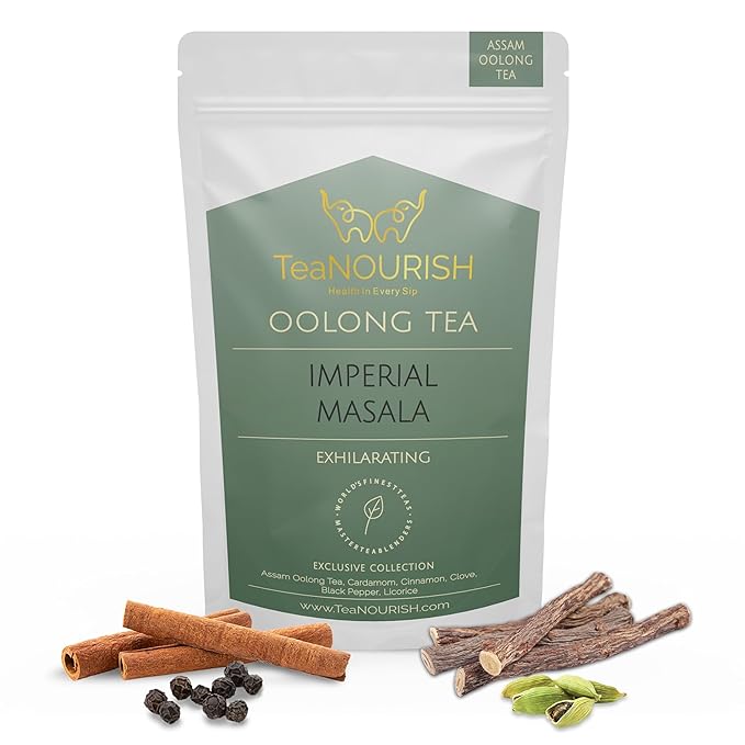TeaNOURISH Imperial Masala Oolong Tea | Assam Loose Leaf | Floral Aroma & Flavor | Blend of Cardamom, Cinnamon, Clove, Licorice | 100% NATURAL INGREDIENTS - 1.76oz/50g
