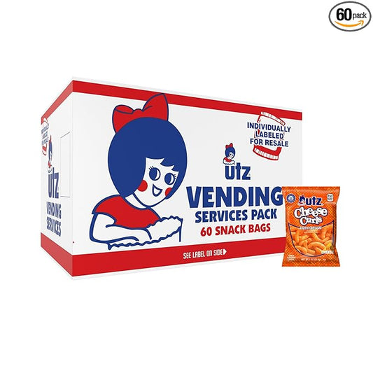 Utz Cheese Curls, Baked Cheddar ??1 oz. Bags (60 Count) ??Made with Real Cheese, Crunchy Individual Snacks to Go, Cholesterol Free, Trans-Fat Free, Gluten Free Snacks