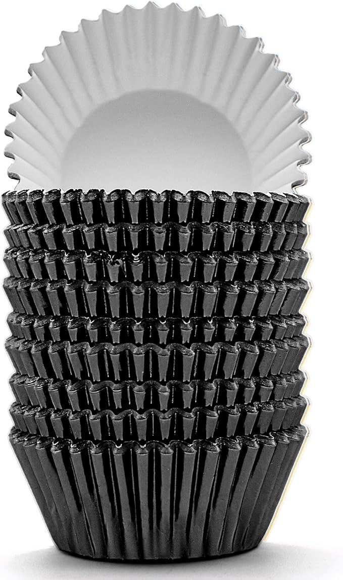 200 Pcs Black Foil Cupcake Liners Standard Baking Cups Muffin Paper Cases
