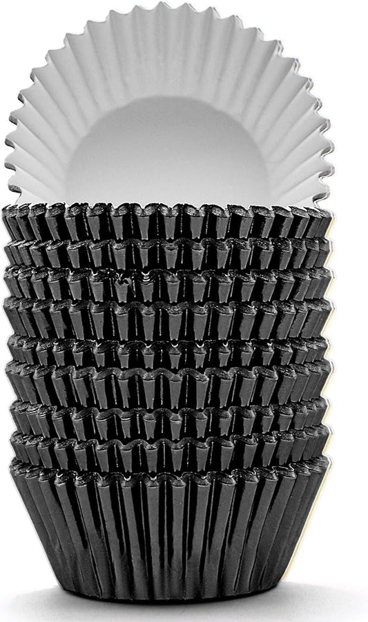 200 Pcs Black Foil Cupcake Liners Standard Baking Cups Muffin Paper Cases