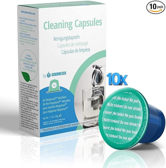 Nespresso Cleaning Pods - 10 Cleaning Capsules for Nespresso Original Machines. Cleaning Kit for Better Tasting Coffee!