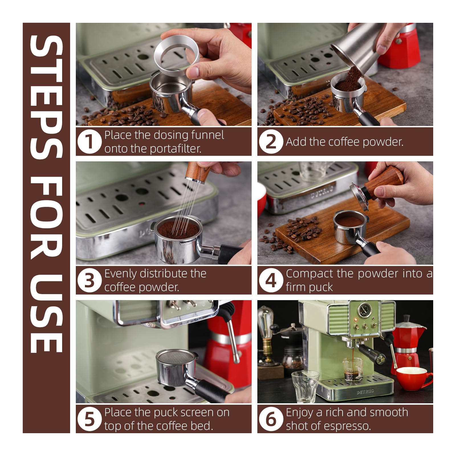 GdHaHSP 51mm Espresso Accessories Kit with Tamper, WDT Tool and Funnel