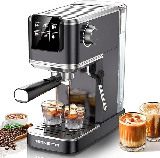 20Bar Espresso Machine with Rapid Cold Brew, Hot & Iced Coffee Machine, Espresso Maker with Milk Frother Steam Wand, Touch Screen with 40oz Water Tank for Latte, Cappuccino, Gift