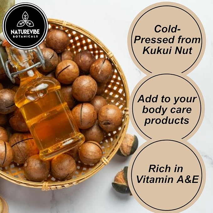 Naturevibe Botanicals Kukui Nut Oil 32 Ounces | 100% Pure and Natural | Great for Skin Care and Hair Care