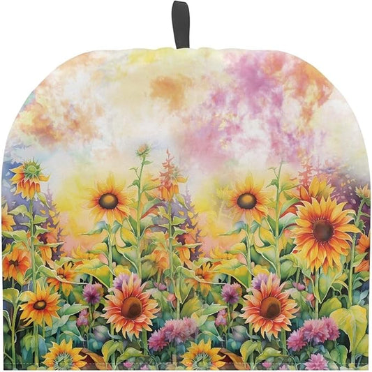 Watercolor Sunflower Print Teapot Cover Insulated Tea Kettle Cosy Dustproof Insulated Kettle Cover Breakfast Pot Cotton Filling for Home Kitchen Table Decorative Accessories