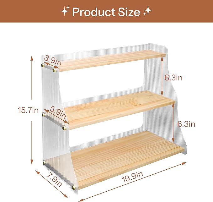 Coffee Mug Holder Wooden Cup Rack,3-Tier Acrylic Home Coffee Mug Display Rack for Kitchen Countertops, Coffee Bars, for Placing Mugs, Coffee Beans, Syrup, Cups, Stirrers ??,<div>