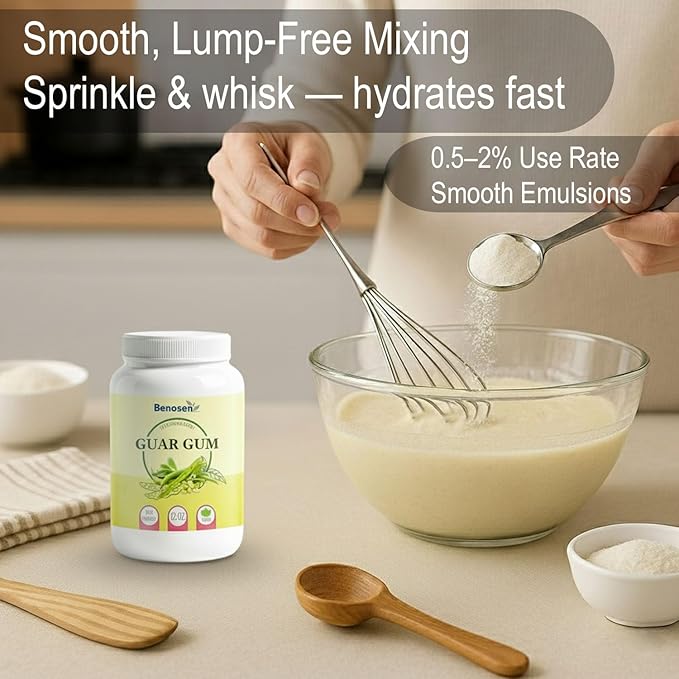 Benosen Guar Gum Powder 12 oz ??Food Grade Thickener & Stabilizer for Baking, Sauces, Ice Cream & Gluten-Free Recipes ??100% Pure Vegan ??Halal
