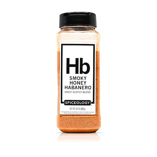 Spiceology - Smoky Honey Habanero - Sweet & Spicy BBQ Rub for Smoking or Grilling - Use On: Chicken, Wings, Pork, Steak, Nuts, Butter, Bacon, or Burgers - 24 oz