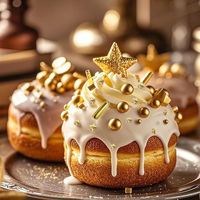 Twisweet Gold Pearl Star Rods Sprinkles for Cake Decorating, Edible Sugar Pearls for Baking, Mix Size Cake Topper Ice Cream Cupcake Cookie Dessert Decorations, Wedding Valentines Birthday Christmas Easter Mother's Day Supplies (130g/4.58oz)