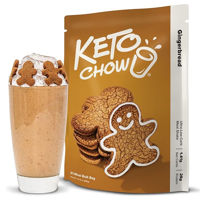 Keto Chow Gingerbread | Keto Meal Replacement Shake Powder | Nutritionally Complete | Low Carb | Delicious Easy Meal Substitute | Protein Rich You Choose The Fat | Single Meal Sample